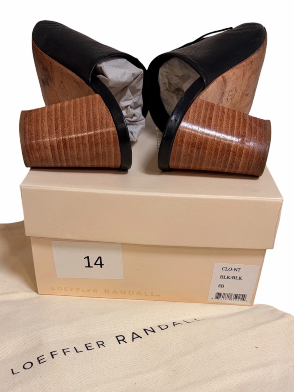 LOEFFLER RANDALL Cleo Black Tassel Leather Block Heel Sandal Mules + Box - Picture 2 of 16